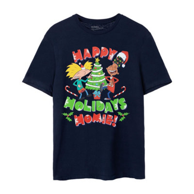Vanilla Underground Hey Arnold Mens Blue Happy Holidays Homie Short Sleeved T-Shirt (Xx-Large) from B&Q