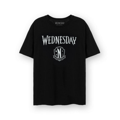 Vanilla Underground Wednesday Womens Black Logo & Crest Short Sleeved T-Shirt (Medium) from B&Q