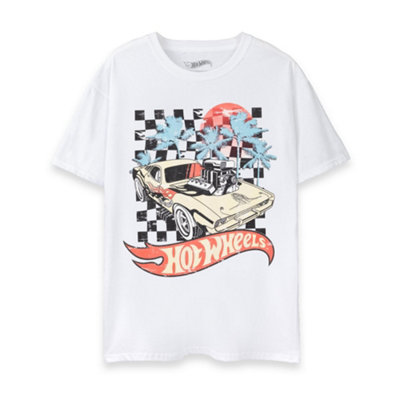 B&Q -  Hot Wheels Mens White Sunset Short Sleeved T-Shirt (X-Large)