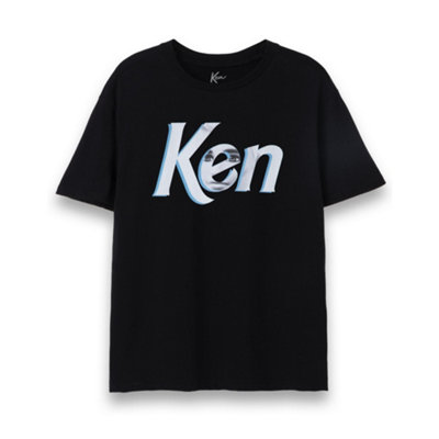 B&Q -  Barbie Mens Black Ken Face In Logo Short Sleeved T-Shirt (X-Large)