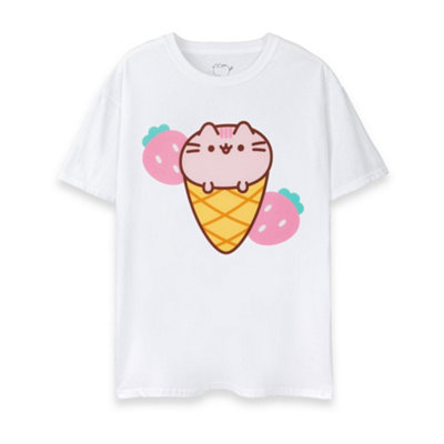 B&Q -  Pusheen Womens White Ice Cream Short Sleeved T-Shirt (Small)