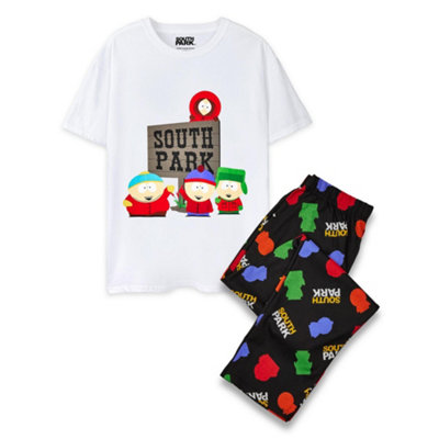 Vanilla Underground South Park Mens Black Front Character Top And All Over Print Bottoms Short Sleeve Long Leg Pyjama Set (Large) from B&Q