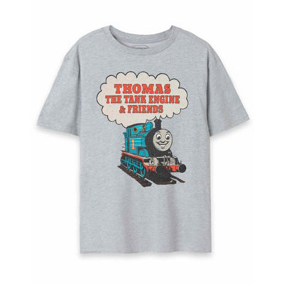 B&Q -  Thomas And Friends Mens Grey Vintage Train Short Sleeved T-Shirt (X-Large)