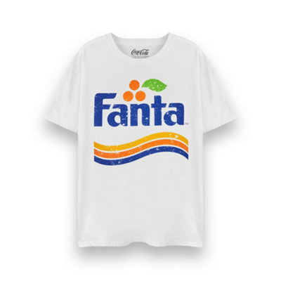 B&Q -  Coca Cola Fanta Unisex White Distressed Logo Short Sleeved T-Shirt (Small)