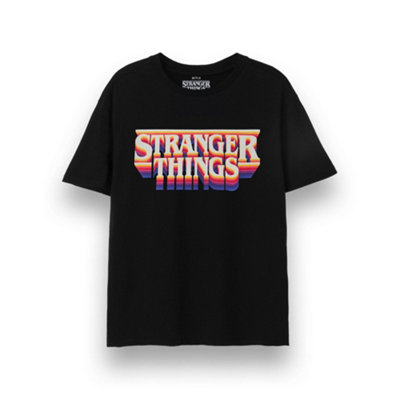 B&Q -  Stranger Things Unisex Black Retro Logo Short Sleeved T-Shirt (Small)