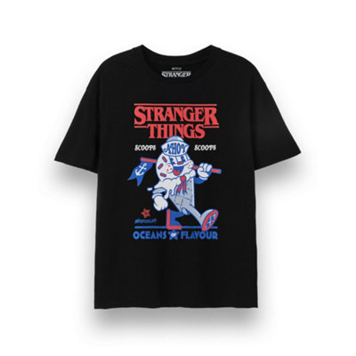 B&Q -  Stranger Things Unisex Black Scoops Short Sleeved T-Shirt (Medium)