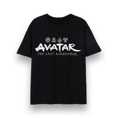 B&Q -  Avatar: The Last Airbender Mens Black Element Logos Short Sleeved T-Shirt (X-Large)