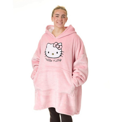 Vanilla Underground Hello Kitty Womens Pink Character Face Blanket Hoodie (One Size) from B&Q