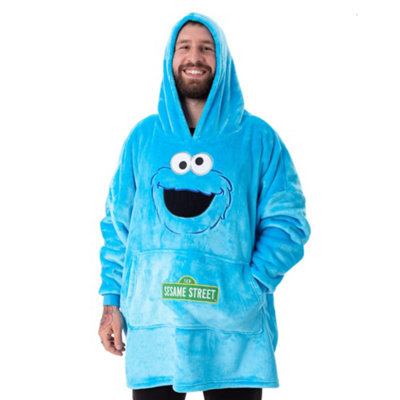 B&Q -  Sesame Street Unisex Blue Cookie Monster Blanket Hoodie (One Size)
