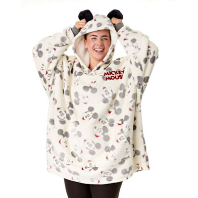 B&Q -  Disney Womens Beige Mickey Mouse Blanket Hoodie (One Size)