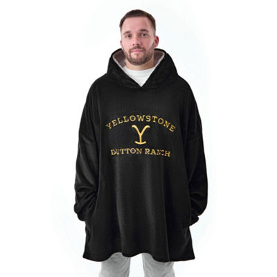 B&Q -  Yellowstone Mens Black Dutton Ranch Logo Blanket Hoodie (One Size)