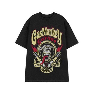 B&Q -  Gas Monkey Garage Mens Black Spark Plugs Short Sleeved T-Shirt (X-Large)