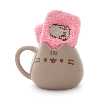 Vanilla Underground Pusheen Womens Brown 3D Face Mug And Sock Gift Set (One Size) from B&Q
