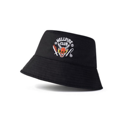 Vanilla Underground Stranger Things Unisex Black Hellfire Club Bucket Hat (One Size) from B&Q
