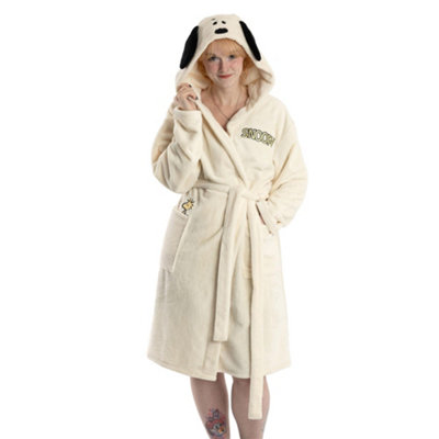 Vanilla Underground Peanuts Womens White Snoopy Hooded Bathrobe (Small) from B&Q