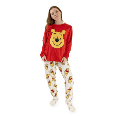 Vanilla Underground Winnie The Pooh Womens Red Bear Long Sleeve Long Leg Pyjama Set (Medium) from B&Q