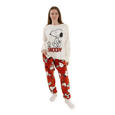 B&Q -  Peanuts Womens Red Snoopy Long Sleeve Long Leg Pyjama Set (X-Large)
