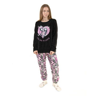 B&Q -  The Nightmare Before Christmas Womens Pink Logo Long Sleeve Long Leg Pyjama Set (Xx-Large)