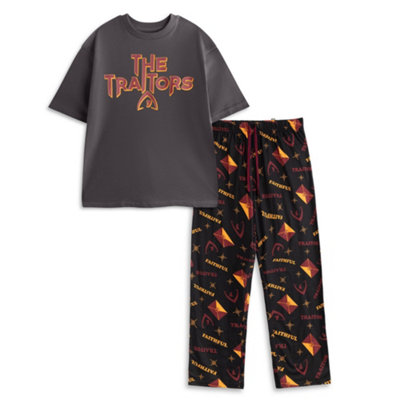 Vanilla Underground Black The Traitors Mens Logo Short Sleeve Long Leg Pyjama Set ) Large