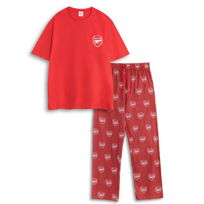 Vanilla Underground Arsenal Mens Red Logo Short Sleeve Long Leg Pyjama Set (X-Large) from B&Q