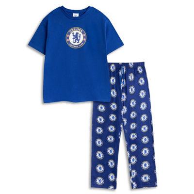 Vanilla Underground Chelsea Mens Blue Logo Short Sleeve Long Leg Pyjama Set (X-Large) from B&Q
