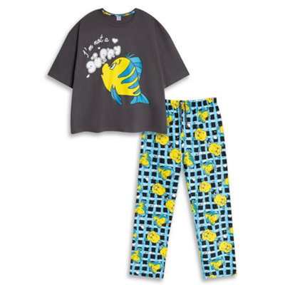 Vanilla Underground Disney Womens Grey The Little Mermaid And Flounder Short Sleeve Long Leg Pyjama Set (Small) from B&Q