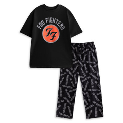 B&Q -  Foo Fighters Mens Black Logo Short Sleeve Long Leg Pyjama Set (Xx-Large)