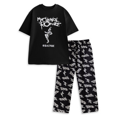 B&Q -  My Chemical Romance Mens Black Logo Short Sleeve Long Leg Pyjama Set (X-Large)