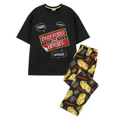B&Q -  Only Fools And Horses Mens Black Logo Short Sleeve Long Leg Pyjama Set (Xx-Large)
