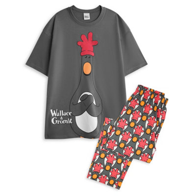 B&Q -  Wallace And Gromit Mens Multicoloured Feathers Short Sleeve Long Leg Pyjama Set (Large)