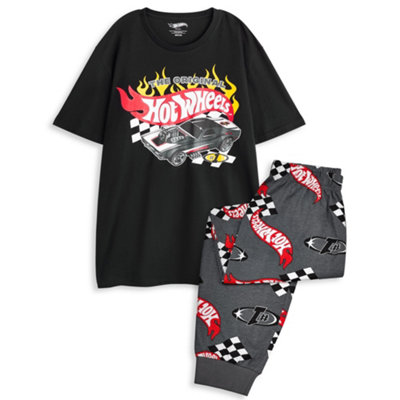 B&Q -  Hot Wheels Mens Black The Original Short Sleeve Long Leg Pyjama Set (Xx-Large)