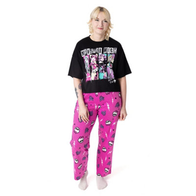 B&Q -  Monster High Womens Black Group Pose Short Sleeve Long Leg Pyjama Set (X-Large)
