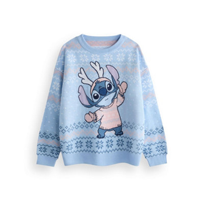Vanilla Underground Disney Womens Blue Stitch Christmas Jumper (Medium) from B&Q