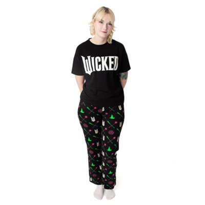Vanilla Underground Wicked Womens Black Logo Short Sleeve Long Leg Pyjama Set (Small) from B&Q