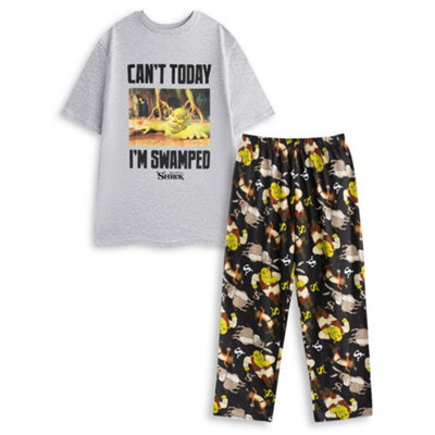 B&Q -  Shrek Mens Multicoloured Can't Today I'm Swamped Short Sleeve Long Leg Pyjama Set (Xx-Large)