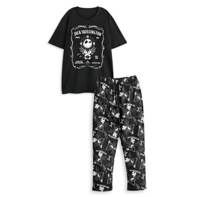 B&Q -  Disney The Nightmare Before Christmas Mens Black Jack Skellington Short Sleeve Long Leg Pyjama Set (X-Large)