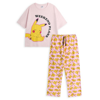 Vanilla Underground Pokemon Womens Pink Pikachu Short Sleeve Long Leg Pyjama Set (Large) from B&Q