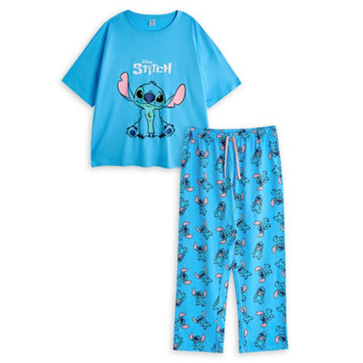 Vanilla Underground Disney Womens Blue Stitch Short Sleeve Long Leg Pyjama Set (X-Large)