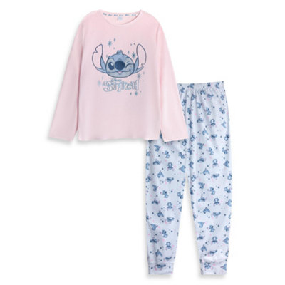 Vanilla Underground Disney Womens Pink Stitch Long Sleeve Long Leg Pyjama Set (6) from B&Q