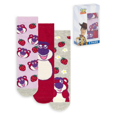 B&Q -  Disney Toy Story Womens Multicoloured Lotso Calf Socks Set Of 3 (4-8 Uk)