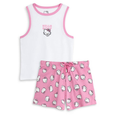 Vanilla Underground Hello Kitty Womens Pink Character Vest And Shorts Pyjama Set (X-Large) from B&Q