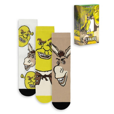 Vanilla Underground Shrek Unisex Multicoloured Multi Character Calf Socks Set Of 3 (4-8 Uk) from B&Q
