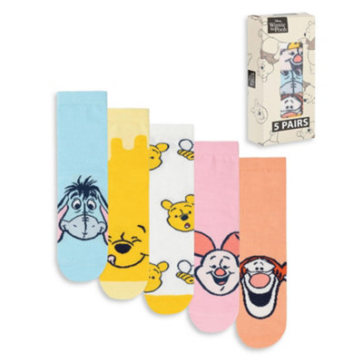 Vanilla Underground Disney Winnie The Pooh Womens Multicoloured Multi Character Calf Socks Set Of 5 (4-8 Uk) from B&Q