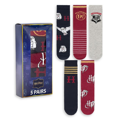 B&Q -  Harry Potter Womens Multicoloured Hogwarts Calf Socks Set Of 5 (4-8 Uk)