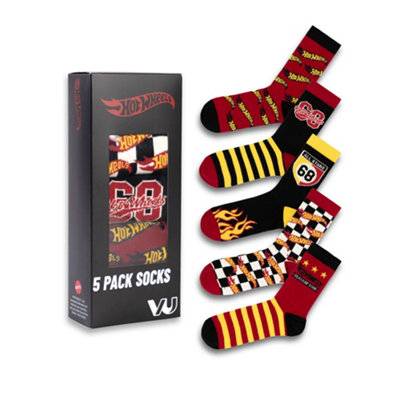 Vanilla Underground Hot Wheels Mens Multicoloured Checkerboard And Flames Calf Socks Set Of 5 (7-11 Uk) from B&Q