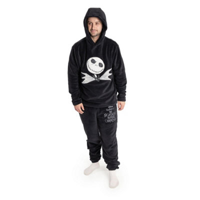B&Q -  The Nightmare Before Christmas Mens Black Face Long Sleeve Long Leg Pyjama Set (Large)