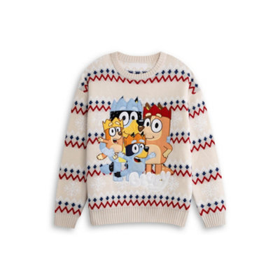 B&Q -  Bluey Unisex Beige Character Christmas Jumper (X-Large)