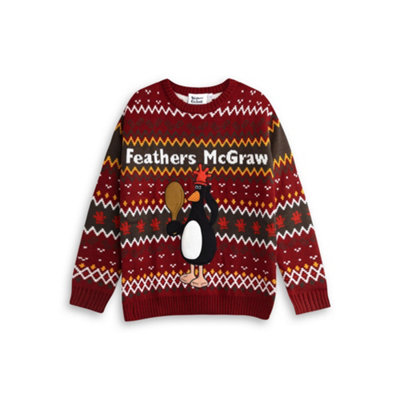 B&Q -  Wallace And Gromit Unisex Red Feathers Christmas Jumper (Xx-Large)