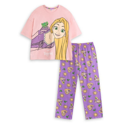 Vanilla Underground Disney Womens Pink Tangled Short Sleeve Long Leg Pyjama Set (X-Large) from B&Q