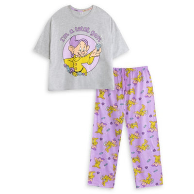 B&Q -  Disney Womens Grey Snow White Short Sleeve Long Leg Pyjama Set (Small)